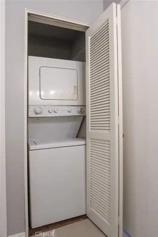 Laundry closet with stackable washer and dryer