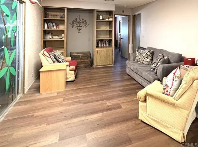 Family room with built in storage