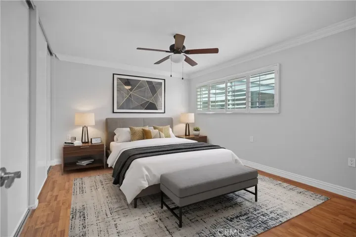 Bedroom shown with virtual staging.