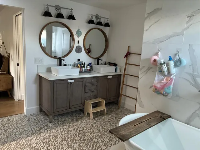 Master bedroom bathroom with double sinks