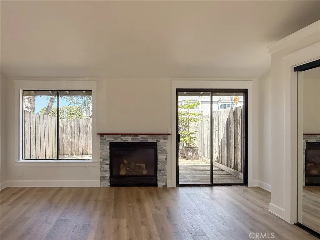Sliding glass door opens to the back deck patio.