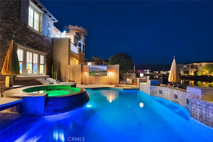 night time pool view