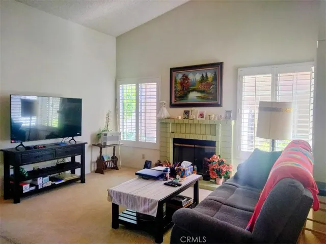 Living room with fireplace