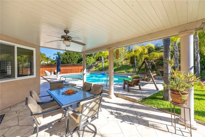 Vinyl patio cover with fan and light