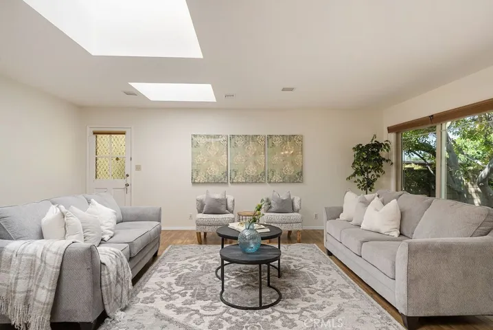 Family room with skylights