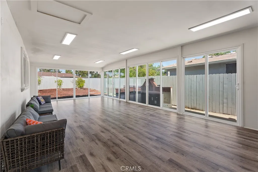 sun-room with all glass doors closed