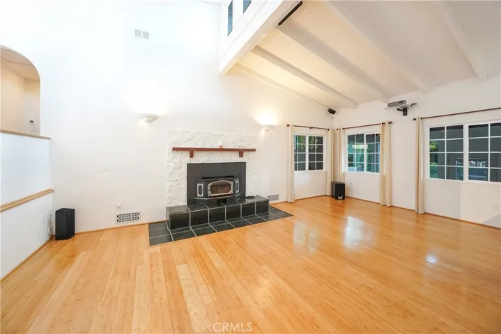 Living room with fireplace.
