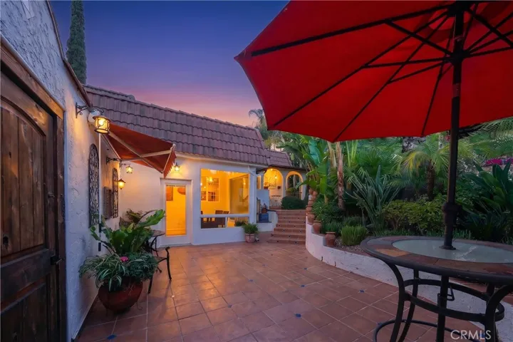 Backyard seating area.