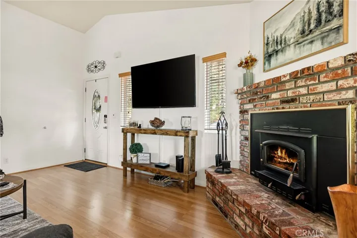 Entry into living room. With wood burning insert.