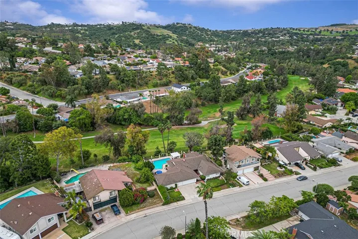 Golf course lines the home.
