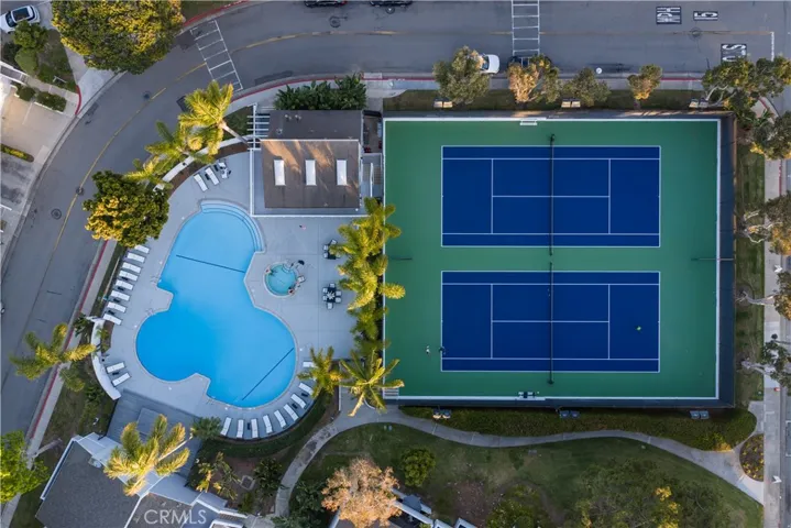 Community pool, spa, and tennis courts within the well-maintained Newport Crest community.