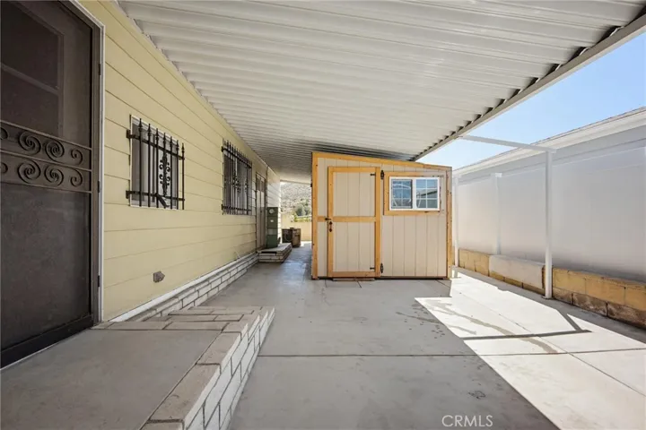 Shed outside under Carport