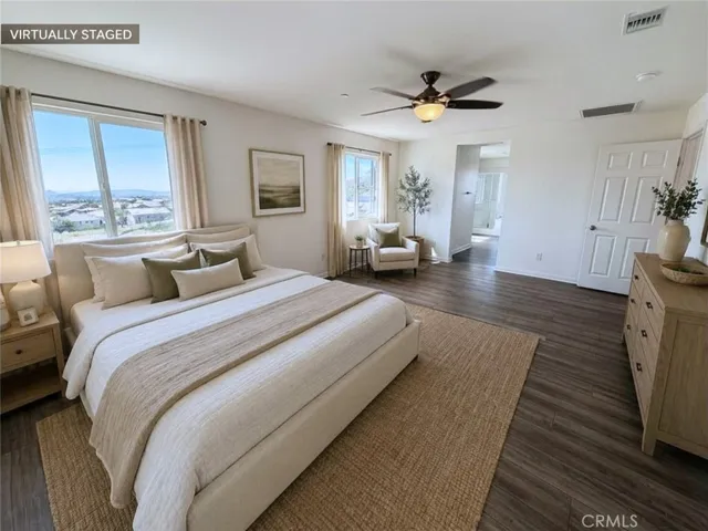 Virtually staged Main bedroom