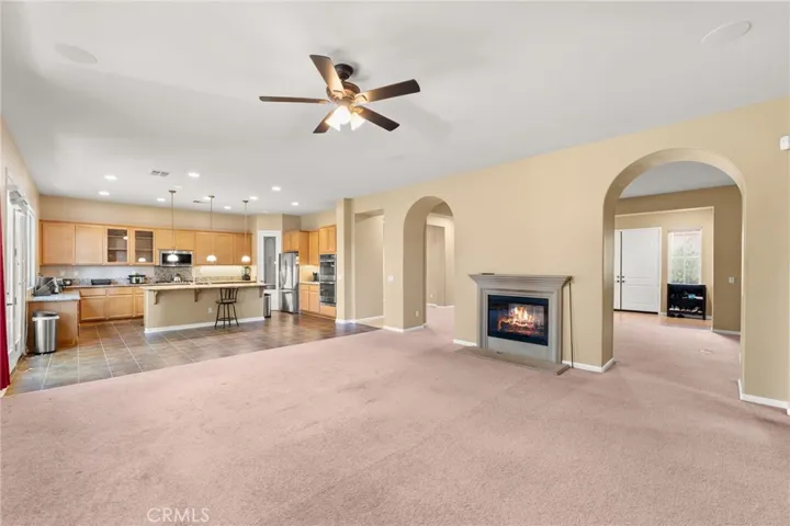 Living room with view of the kitchen