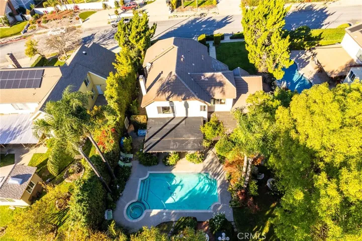 House, Dual Patio, Pool and Spa aerial view
