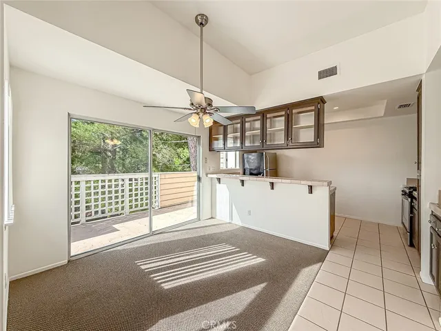 Dining area into kitchen