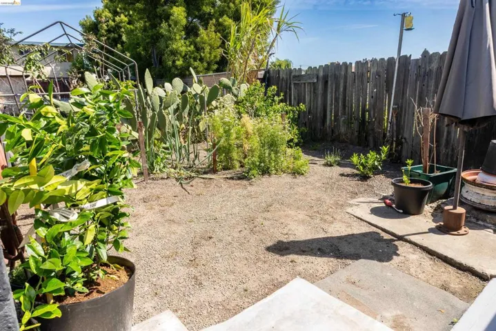 View of fenced backyard