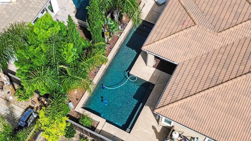Drone / aerial view of a pool