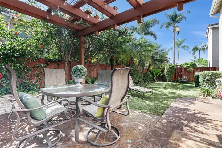 Private, secure back yard, with putting green