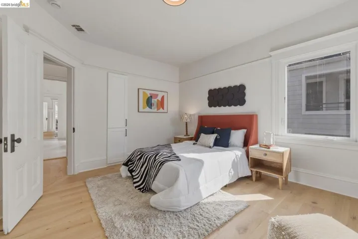Bedroom with light wood-type flooring