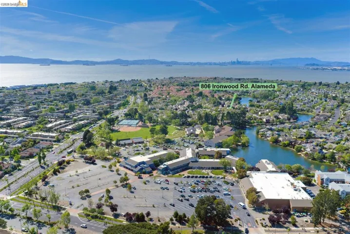 Drone / aerial view of a water and mountain view
