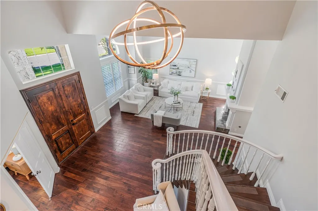 View of living room showcasing gorgeous brand new front door