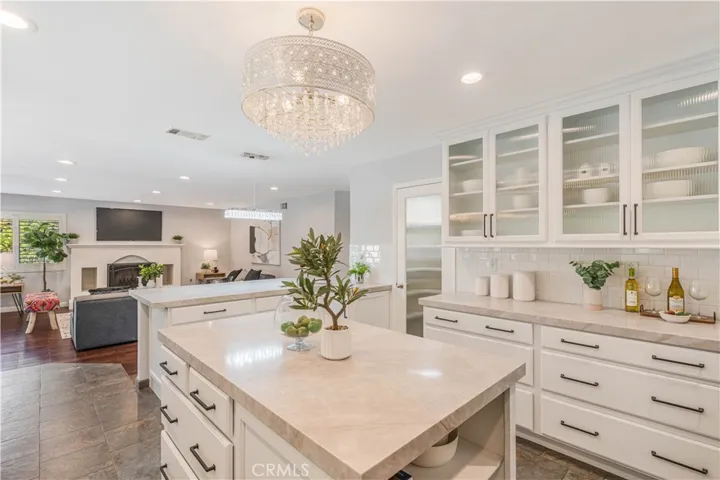 large island Taj Mahal quartz countertop