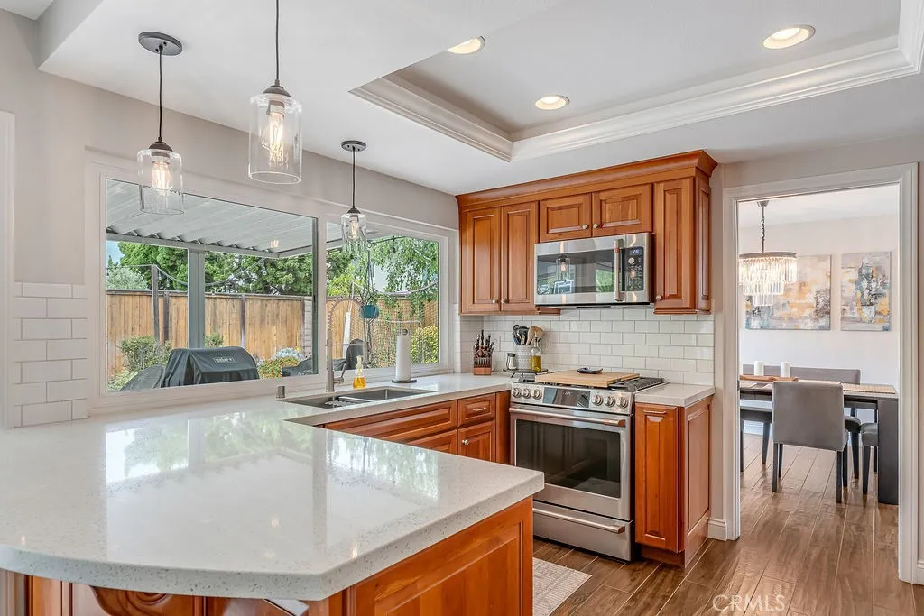 Kitchen open to the formal dining room
