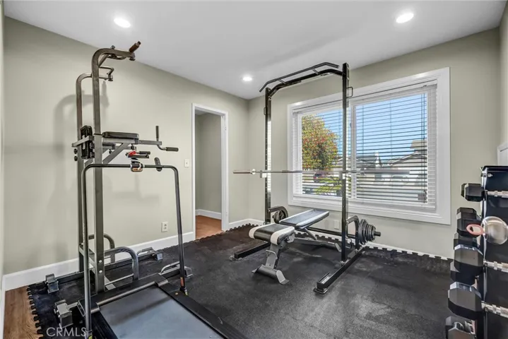 downstairs bedroom 1 being used as exercise room