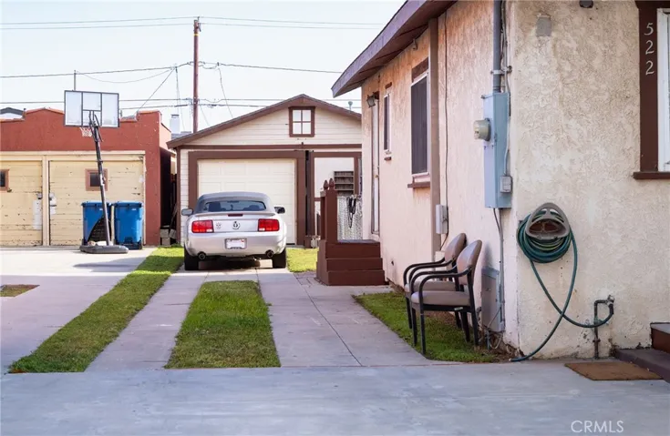 Garage at end of driveway.