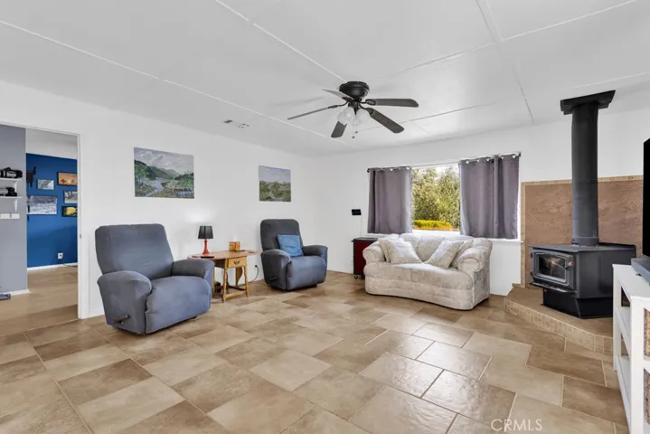 2nd living room main house freestanding fireplace