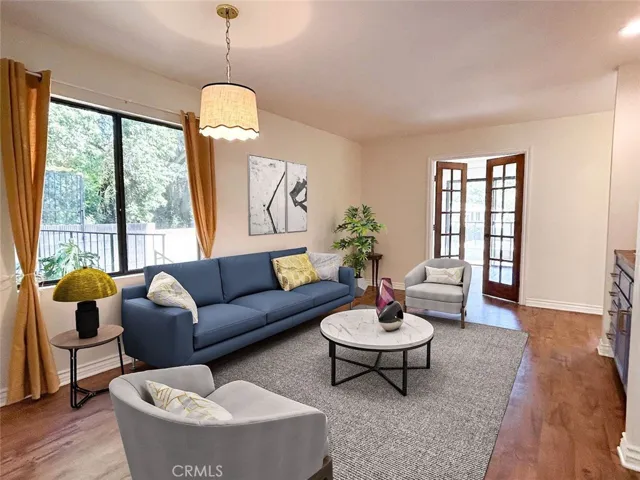 Digitally staged living room