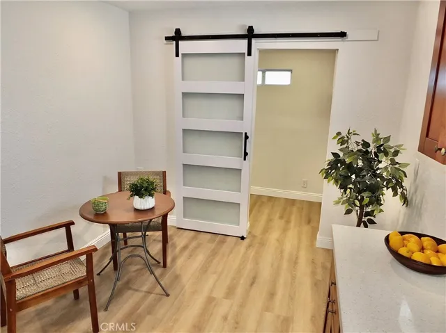 In kitchen eating area.