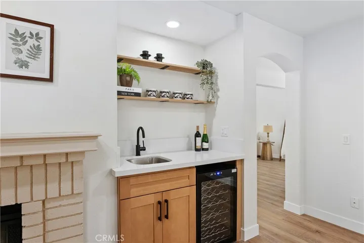 wet bar with wine fridge