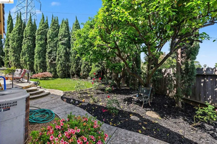 Fenced yard featuring a patio