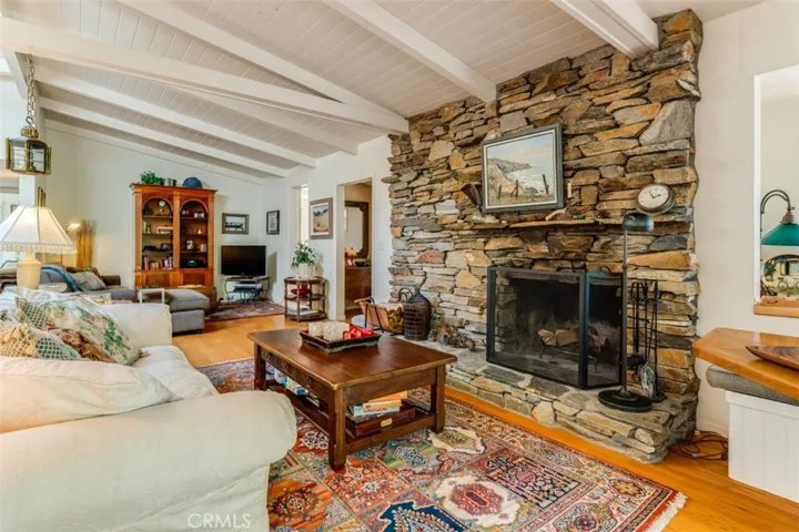 Living Room with wood burning fireplace