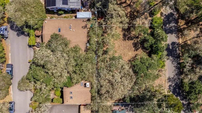 Aerial View of 1669 Cardiff along with extra lot behind house. Lines are an approximate of the property lines.