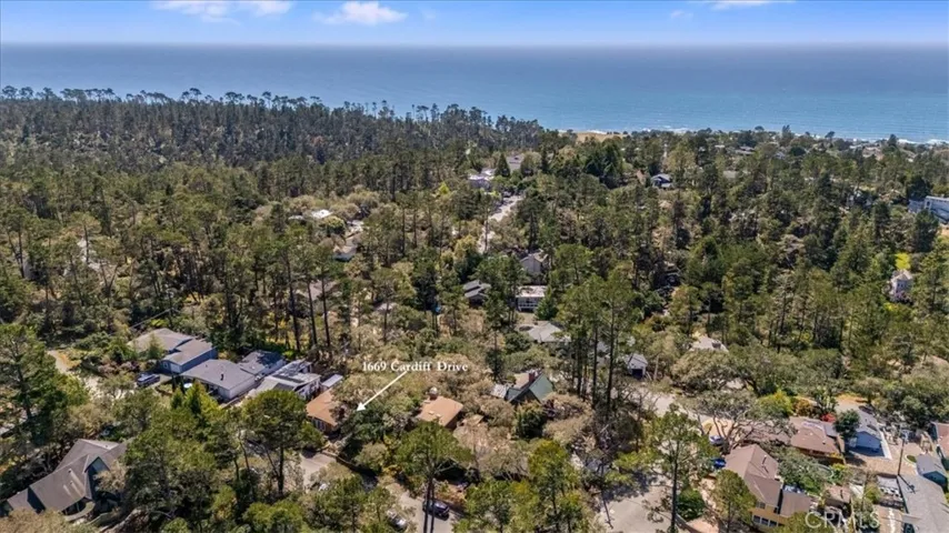 Aerial View of 1669 Cardiff Dr in relation to ocean