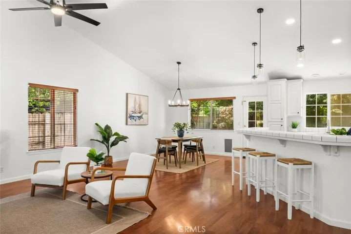 Open floor plan, tall ceilings.