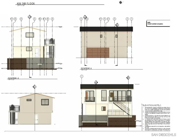 Elevation for the new proposed ADU and 2 bed unit above the garage.