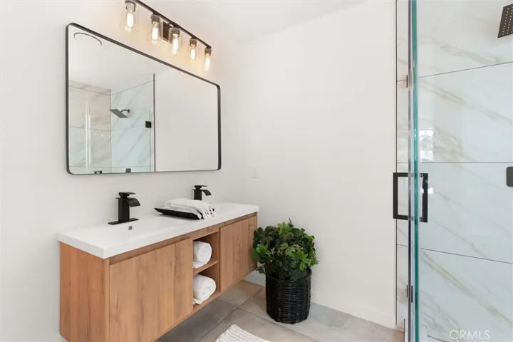 Primary bathroom with dual sinks