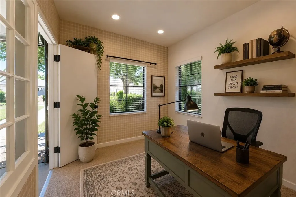 Front Office/Storage/Gym, Workshop or Hobby/Work Room in garage - Digitally Staged Alternate view of both windows