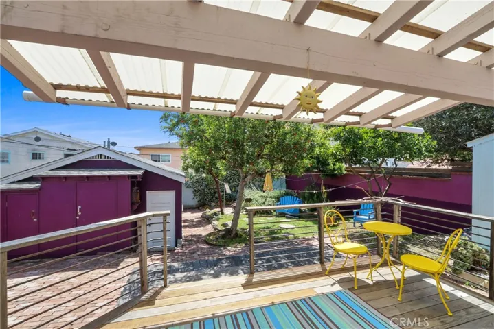 View of rear yard from back door patio. 
