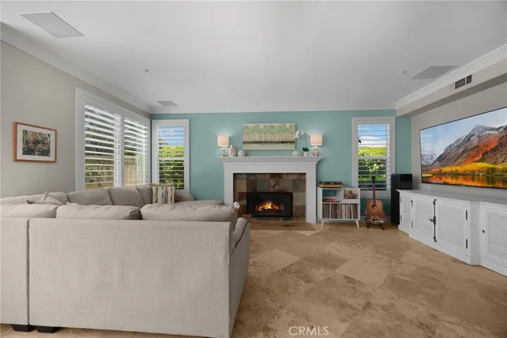 Family room with fireplace