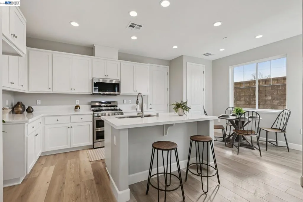 open kitchen-stainless steel appliances