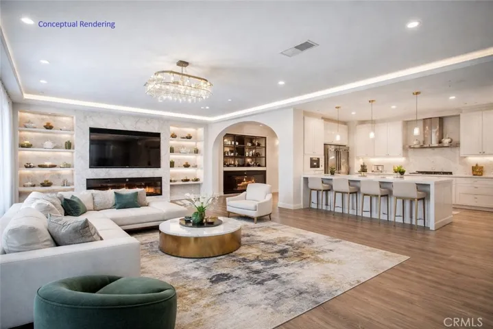 Conceptual rendering of Kitchen & Living Room