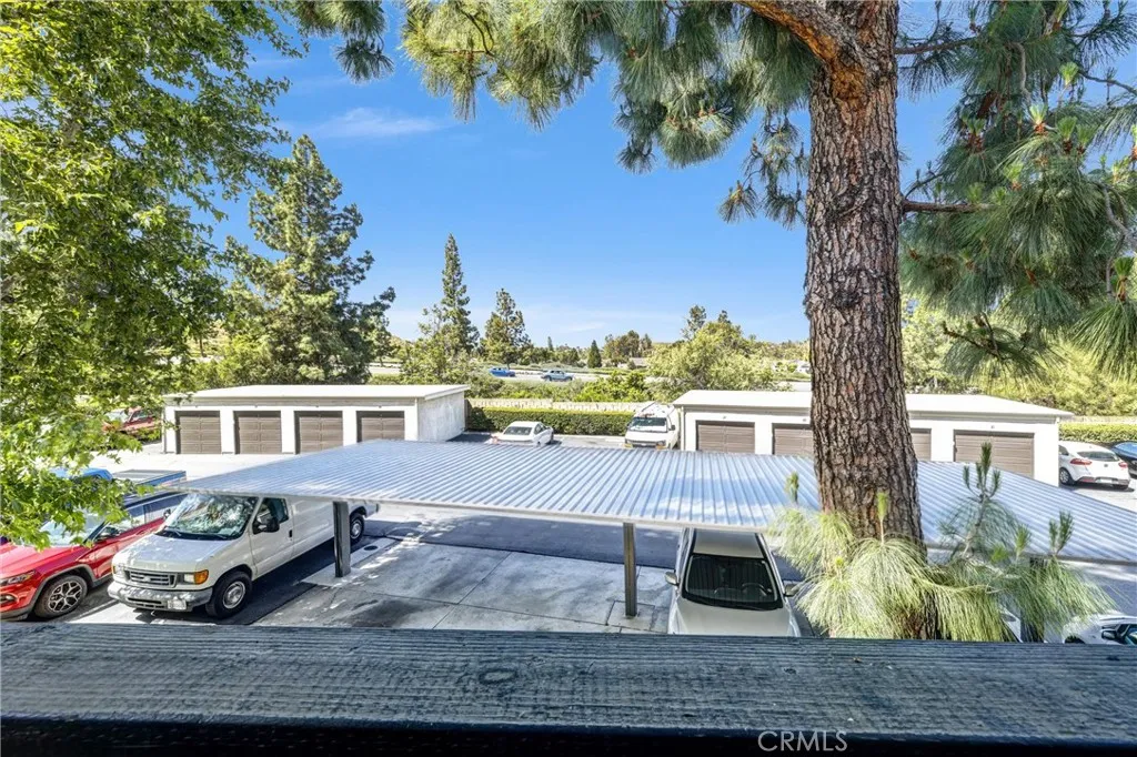 The view from the balcony shows off the landscape greenery.