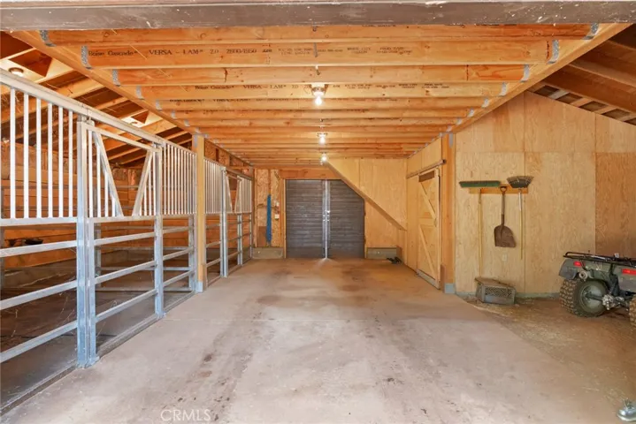 Two stall barn with plenty of room for hay