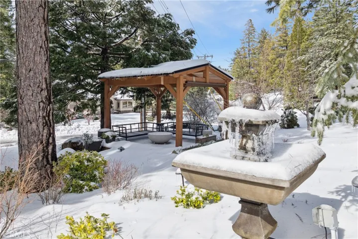 Handcrafted timber pavilion in the winter
