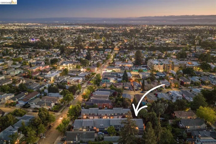drone / aerial view at dusk